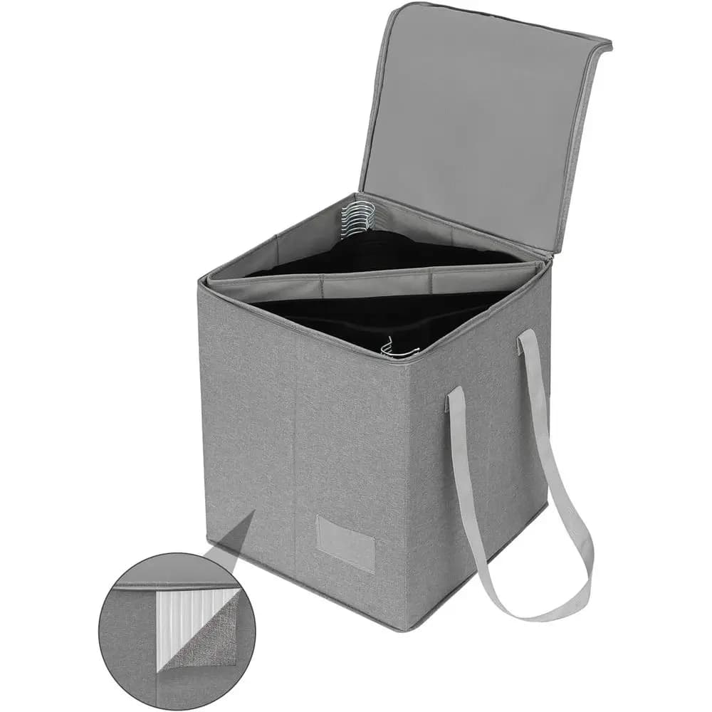 Clothes Hanger Organizer Bag - Rigid Hanger Storage Containers with Lid or Dustproof, Large Sturdy Hanger Caddy Organizer Box wi