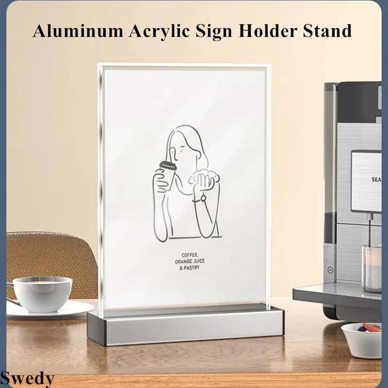 A4 210x297mm Aluminum base Restaurant Menu Price list Photo Poster frame Acrylic sign holder display