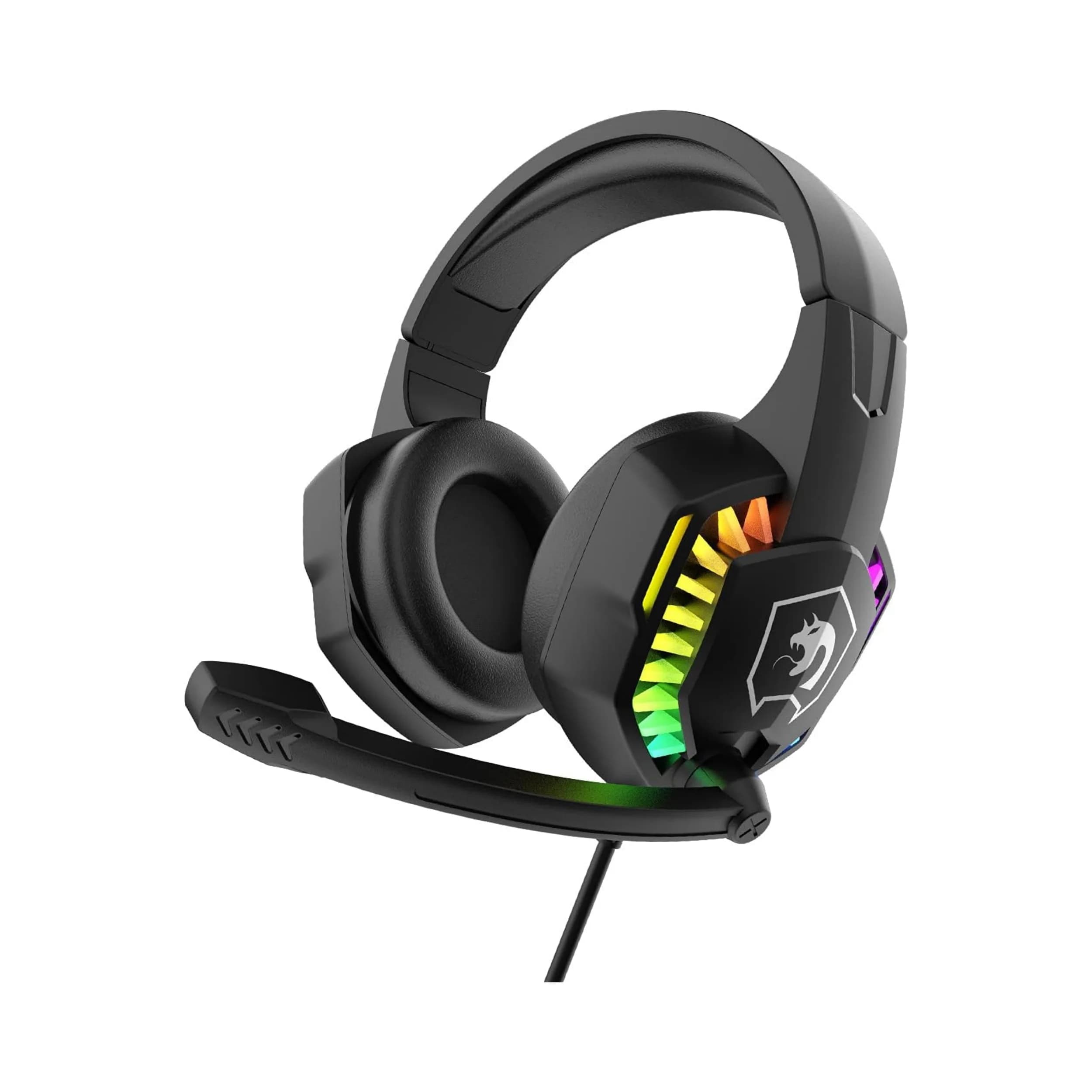 Cuffie da gioco MAMBASNAKE CY907 RGB, suono Surround Stereo a 5.1 canali, cuffie LED Over-Ear Comfort cablate da 3.5mm