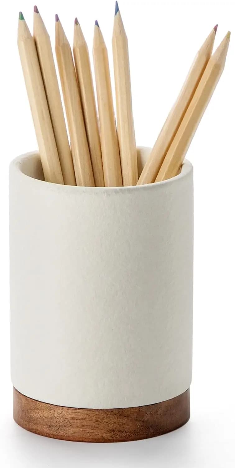 Portapenne in ceramica per scrivania, organizer per matite con base resistente per forniture per ufficio e pennelli per il trucco