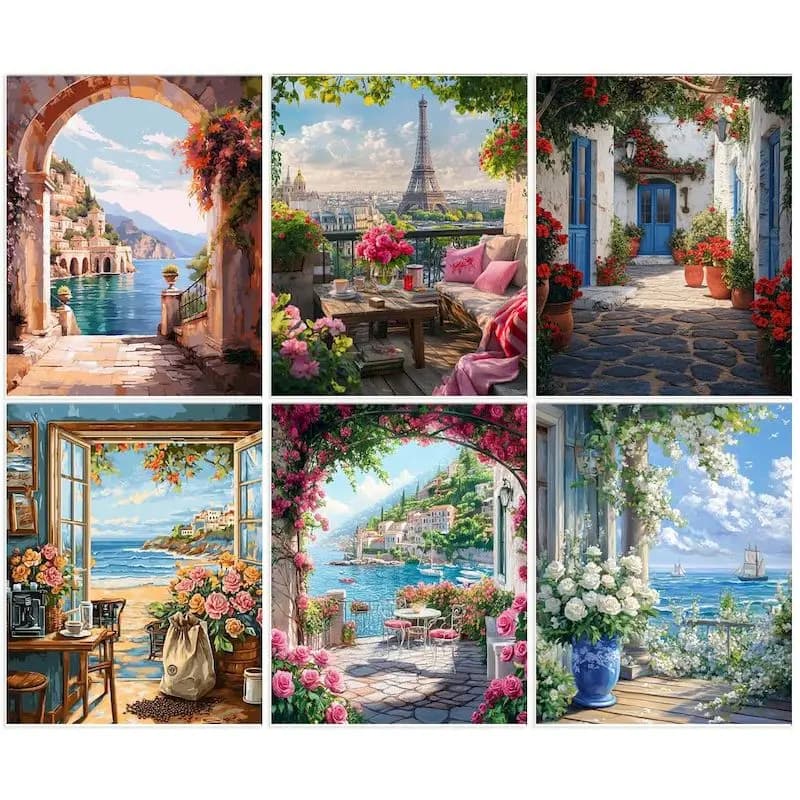 DIY Oil Painting By Numbers Kit Pink Scenery Acrylic Paint By Numbers Diy Numbers Painting Art On Canvas By Numbers-frameless