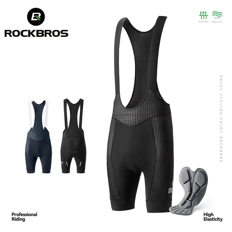 ROCKBROS Cycling Shorts Men Summer Breathable Shock-Absorbing Sponge Pad Bib Shorts MTB Road Bike Apparel