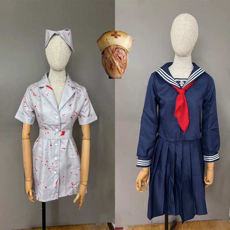 Costume Cosplay Hinako Shimizu, Uniform Sculpture Silent, White Nursing Mask, for Halloween Festivals and Role Games Takerlama
