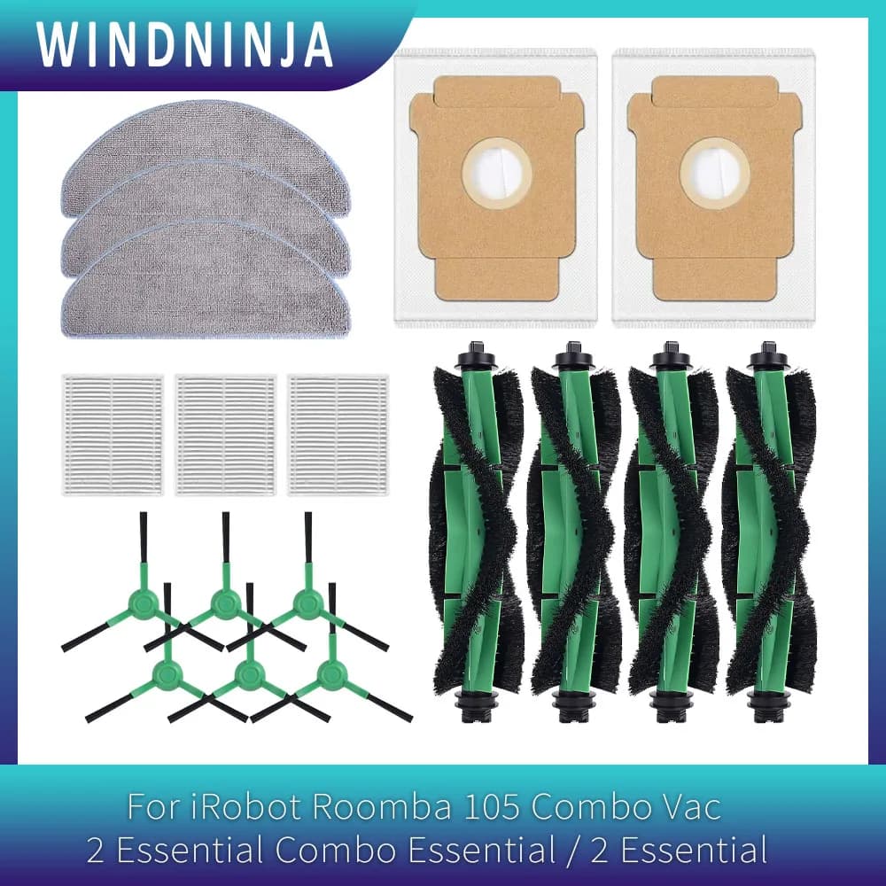 For iRobot Roomba 105 Combo Vac 2 Essential Combo Essential / 2 Essential Main Side Brush Filter Mop Dust Bag Robot Vacuum Parts
