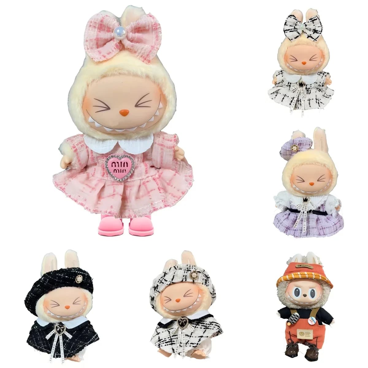 Set di accessori per abbigliamento labubu per bambole alla moda da 17 cm adatti per ragazzi, graziosi vestiti per bambole in peluche adatti alla moda