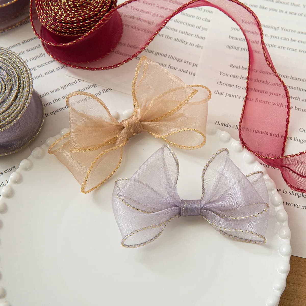 4cm Gold‑Edge Fish‑Tail Tulle Ribbon, Bow Mesh Yarn for DIY Jewelry and Clothing Sewing Accessories