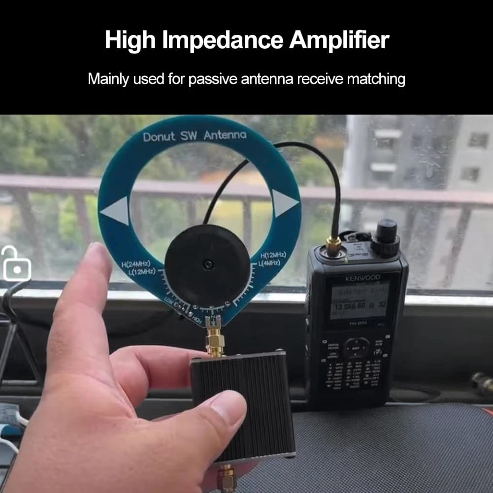 Antenna a ciambella amplificatore ad alta impedenza per HackRF One Donut Antenna a onde corte Batteria incorporata da 600 mAh per SDR Walkie Talkie
