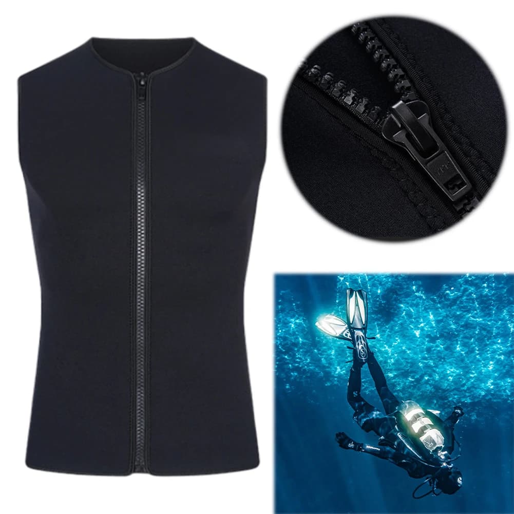 3 mm neoprene men's vest with front zipper, elastic vest for swimming, surfing and snorkeling