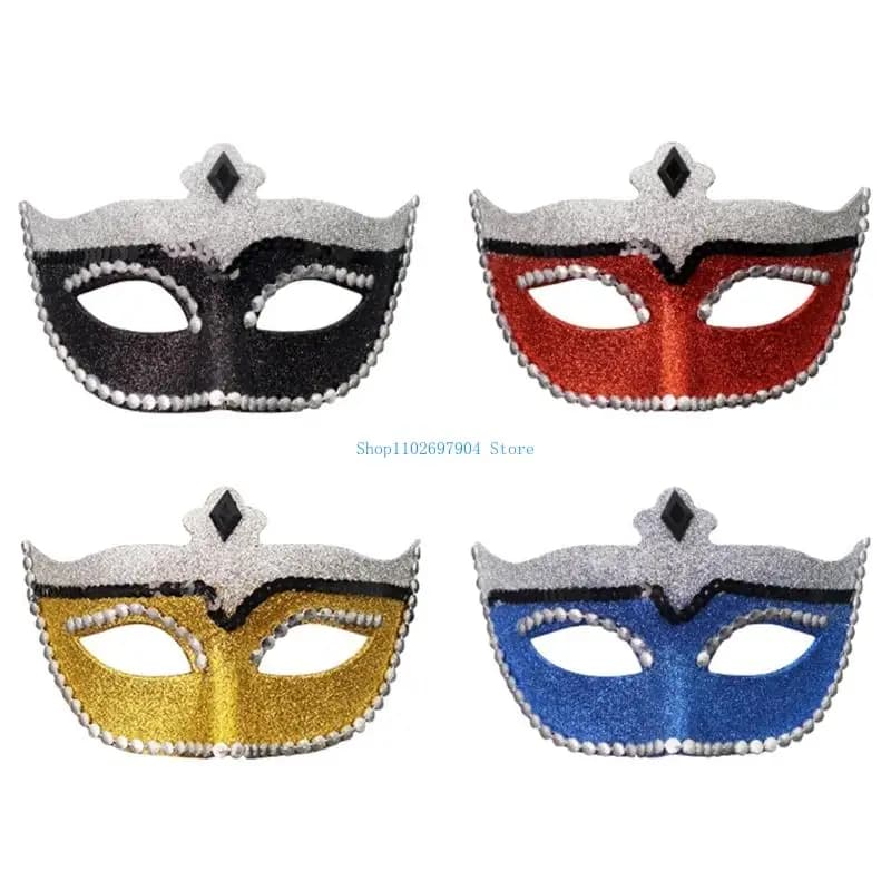 N7YF Eye Catching Safe Plastic Face Mask For Masquerades Balls Lightweight Design With Glitters Dispensing Feature