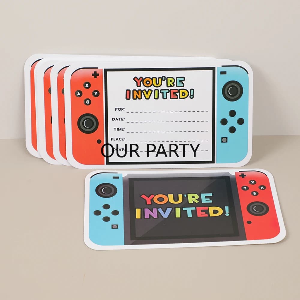 15 pz/pacco videogiochi console schede inviti per bambini ragazzo gioco su tema compleanno gioco festa notturna decorazione invito