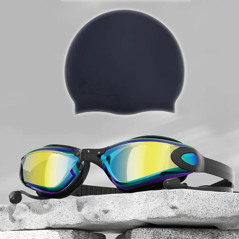 Professional swimwear and swim cap Set UV protection glasses for adults Swimwear for men women with earplugs