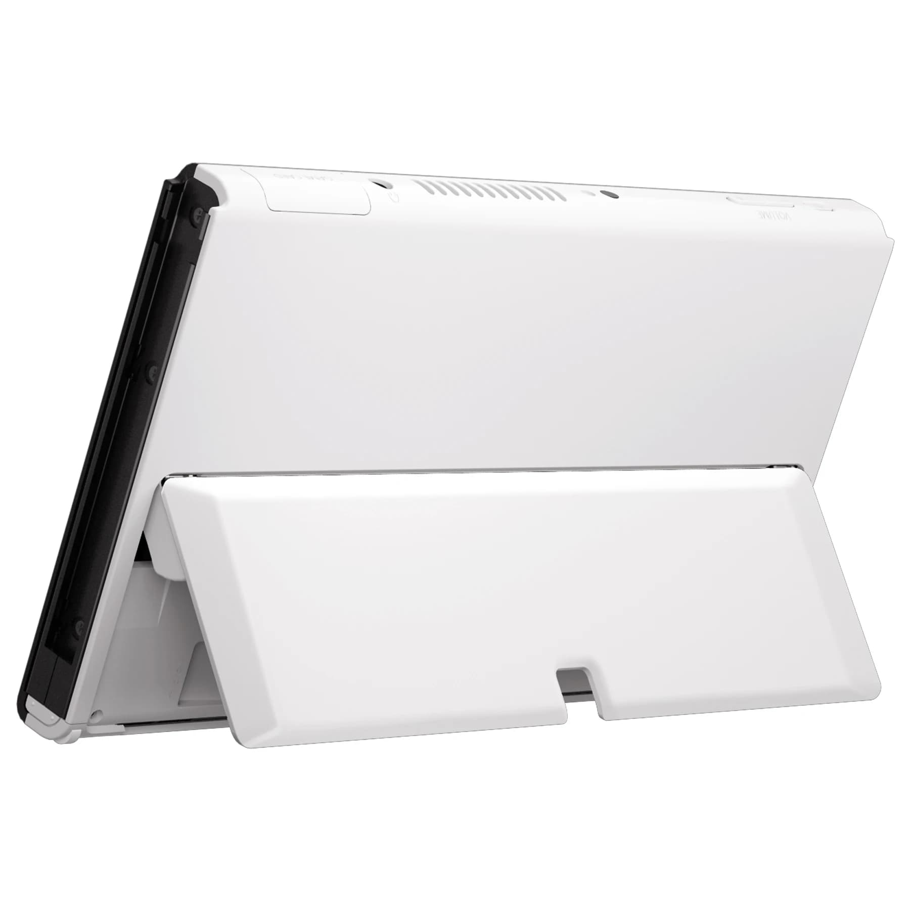 eXtremeRate Custodia con piastra posteriore per console per Nintendo Switch OLED, custodia di ricambio personalizzata con cavalletto - Bianca