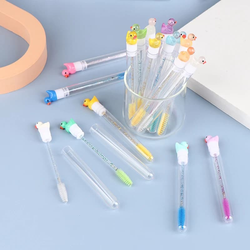 1Pc Reusable Tube Eyelash Brush Eyebrow Brush Cute Duck Design Crystal Rod Dust-proof Eyelash Extension Tool Lash Mascara Wand