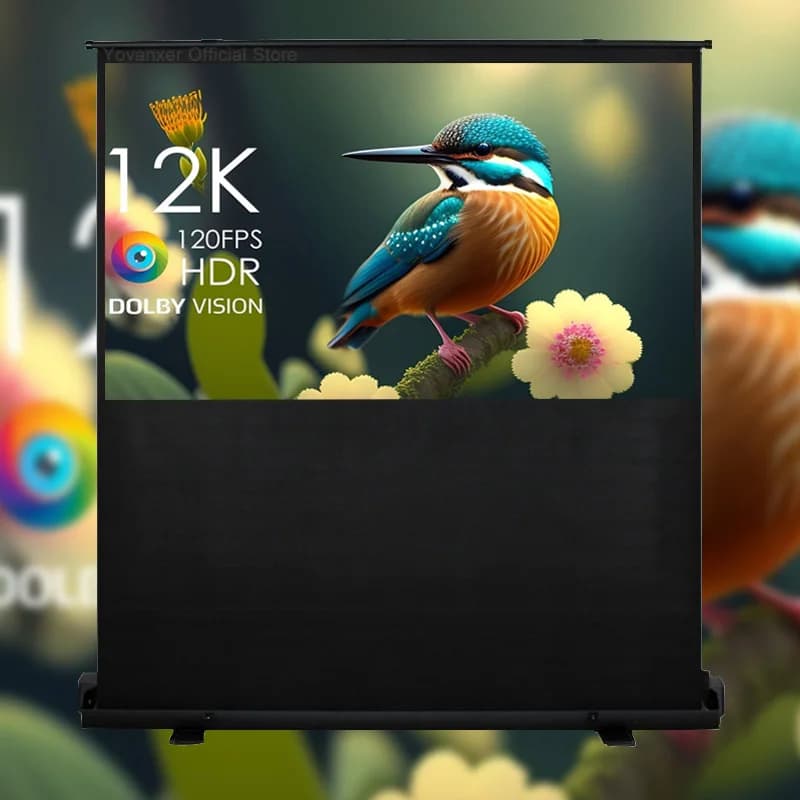 Schermo per proiettore pull up da pavimento 4:3 Schermo portatile predefinito in fibra di vetro bianco per conferenze home theater all'aperto 4k