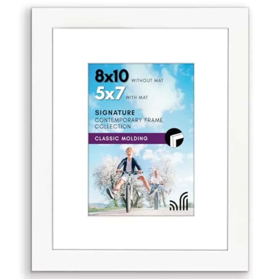 Picture Frame with Shatter-Resistant Glass - Use as Frame with Mat or Display Photo Without Mat - Signature Collection - Pictur