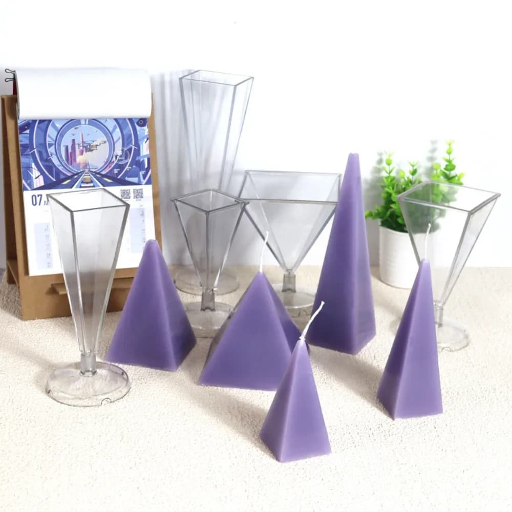 Multi Size Pyramid Shape Candle Plastic Mold Geometry Taper Acrylic Mould Artist Candle Making Tool Scented Decor Birthday Gifts
