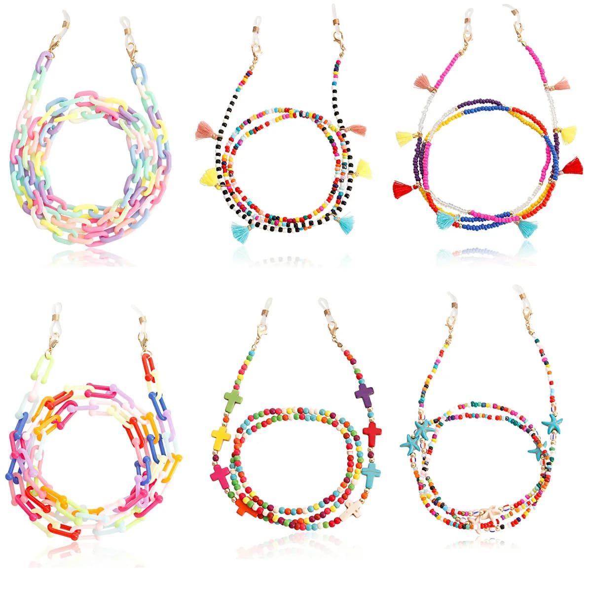 New Fashion Glasses Chain Dual-use Lanyard Bohemian Colorful Bead Chain Anti-lost Neck Chain Sunglasses Eyewear Accessories
