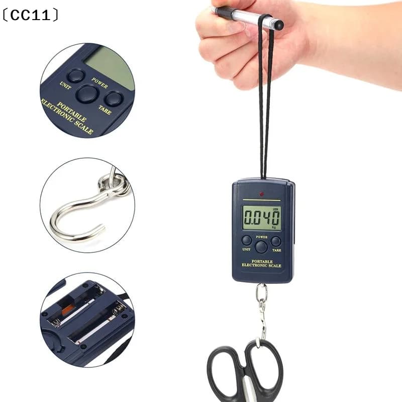 Bilancia Digitale Portatile Multifunzione da 40kg con Gancio per Pesca, Bagagli e Valigie - Strumento di Pesatura Elettronico Miniaturizzato〔CC11〕