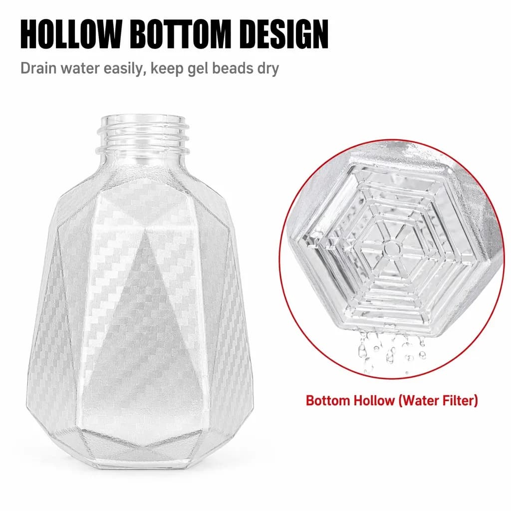 6PCS PC Diamond Bottle Gel Ball Ammo Feeder Bottle Hollow Water Filter Bottom Water Beads Container Refill Bottle White