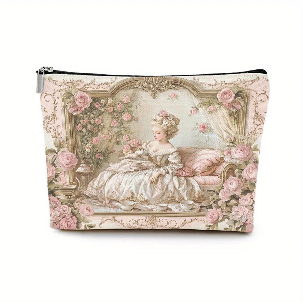 A roco floral makeup bag: nice multifunctional case with zipper for woman, bag to store jewelry