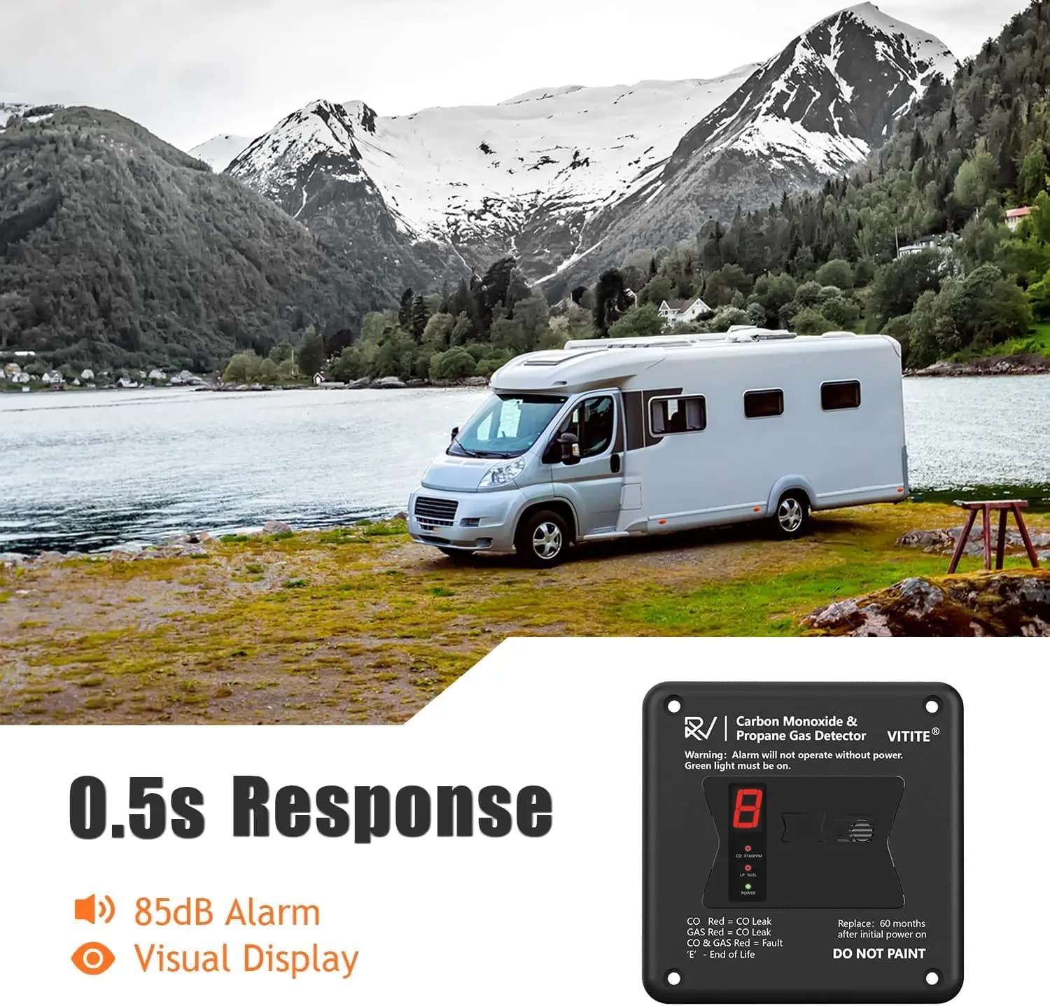 R503 RV Carbon Monoxide & Propane Detector 2in1 Dual CO/LP Gas Alarm Replacement For Old RV Gas Detector #31011