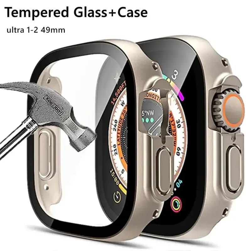 NEW Glass + Case For Apple Watch Ultra 2 49mm Smartwatch PC Bumpers Screen Protector Film Temperata apple watch Ultra Accessories