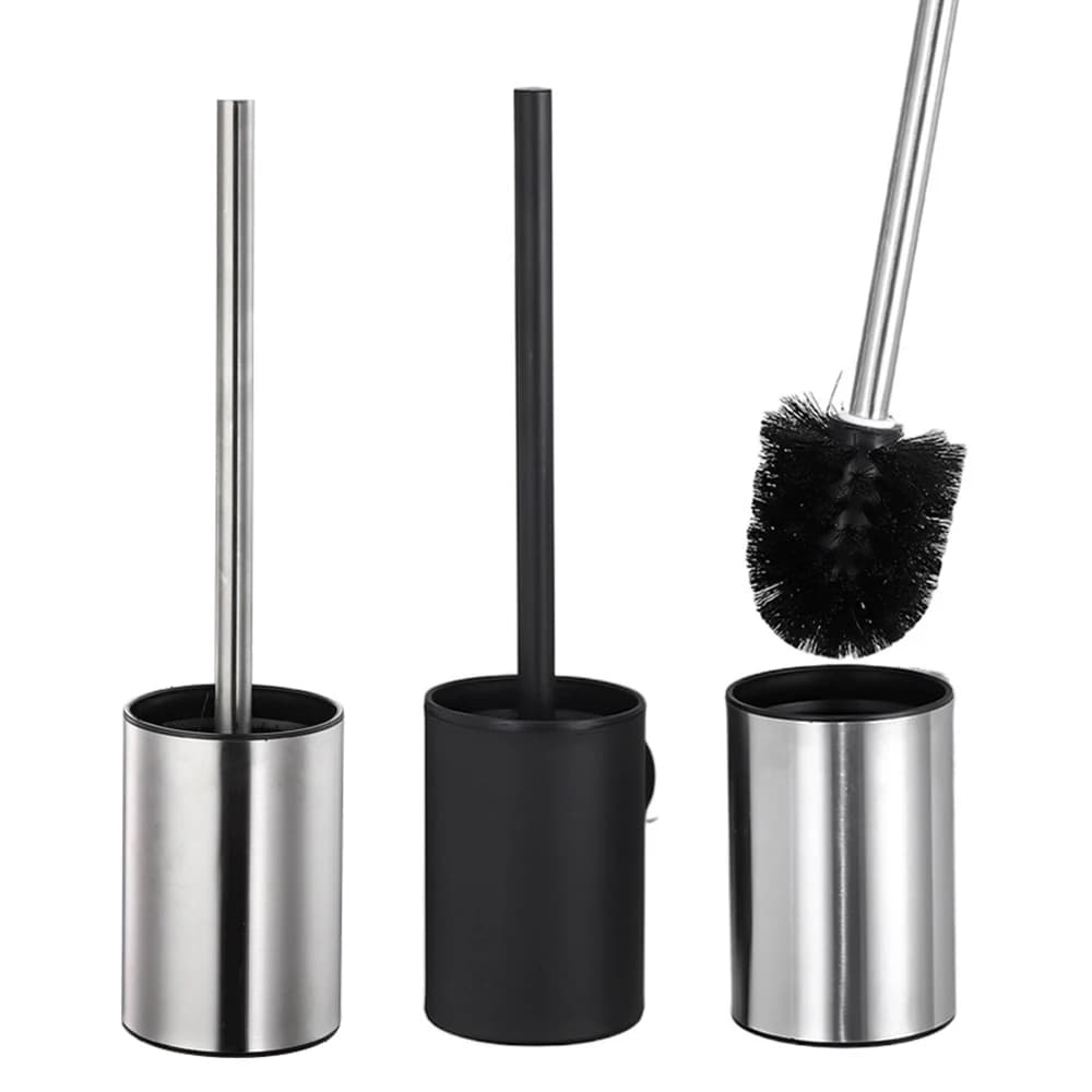 Set scopino per WC in acciaio inossidabile Porta scopino verticale montato a parete non perforato Deodorante con setole durevoli