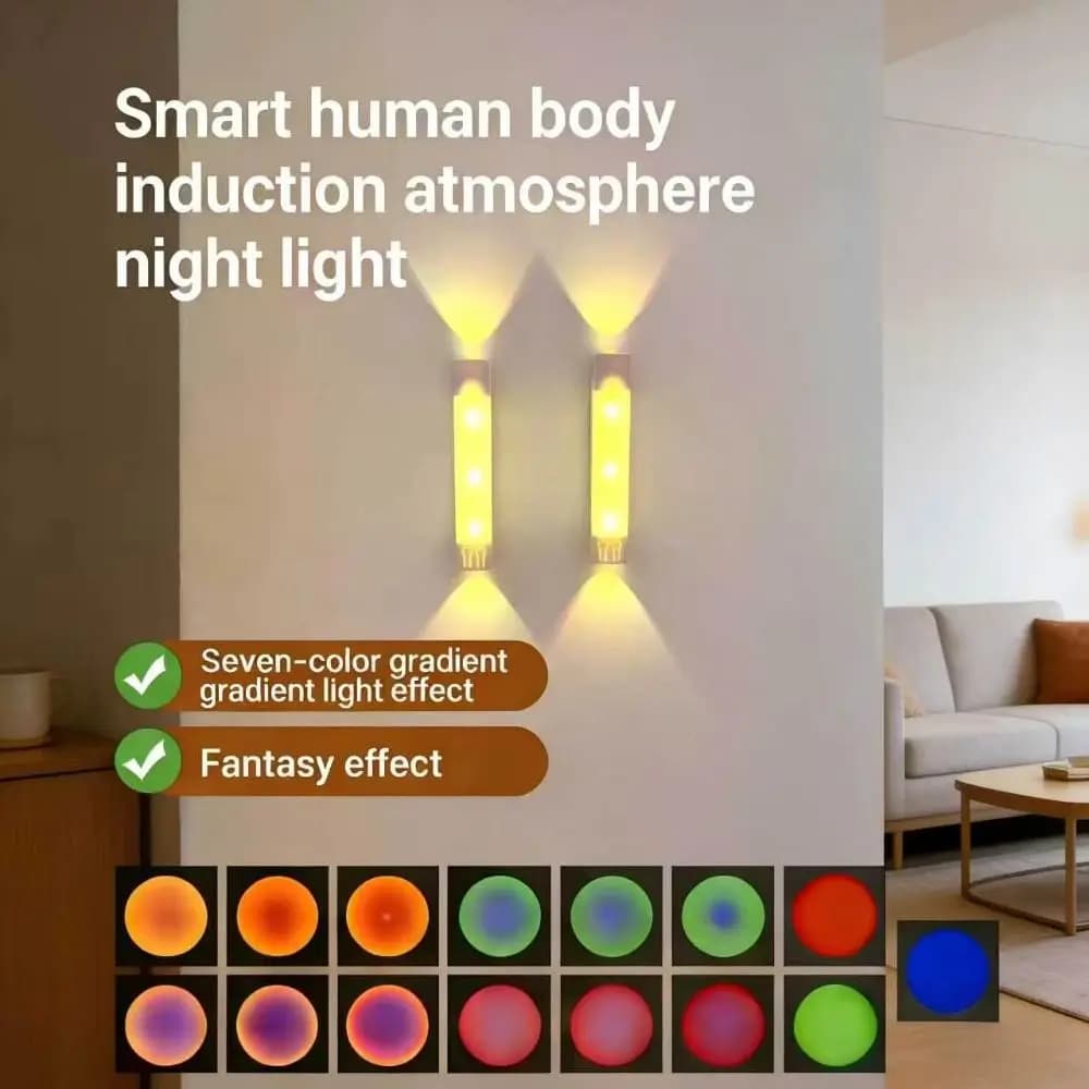 Intelligent Sensor LED Cabinet Lamp Magnetic Suction Rechargeable RGB Gradient Wall Lamp Long Strip Lamp Kitchen Use