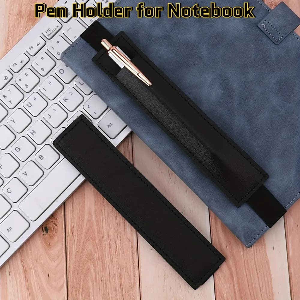 Portapenne con fascia elastica regolabile, portapenne in pelle PU, custodia per penna per riviste con copertina rigida, quaderni, pianificatori, raccoglitori
