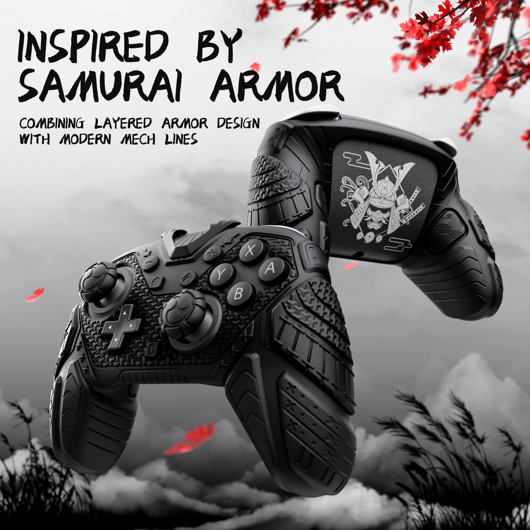 PlayVital per la copertura del controller Nintendo Switch 2 Pro – Custodia in silicone Samurai Armor Edition con cappucci per pulsanti posteriori e levetta