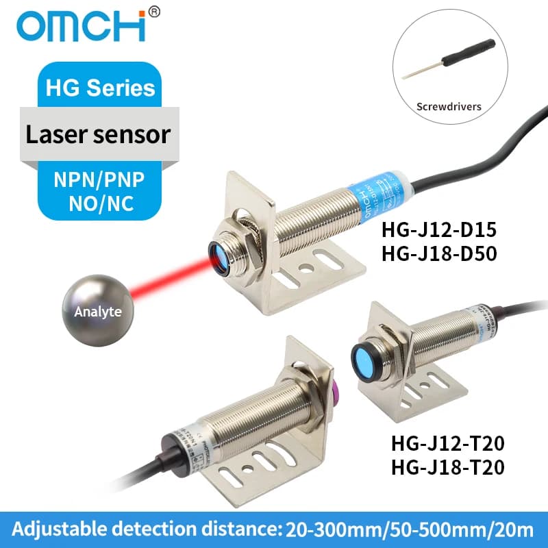 OMCH HG-J12-D15 HG-J18-D50 HG-J12-T20 HG-J18-T20 Laser a fascio passante o tipo diffuso Sensore fotoelettrico regolabile