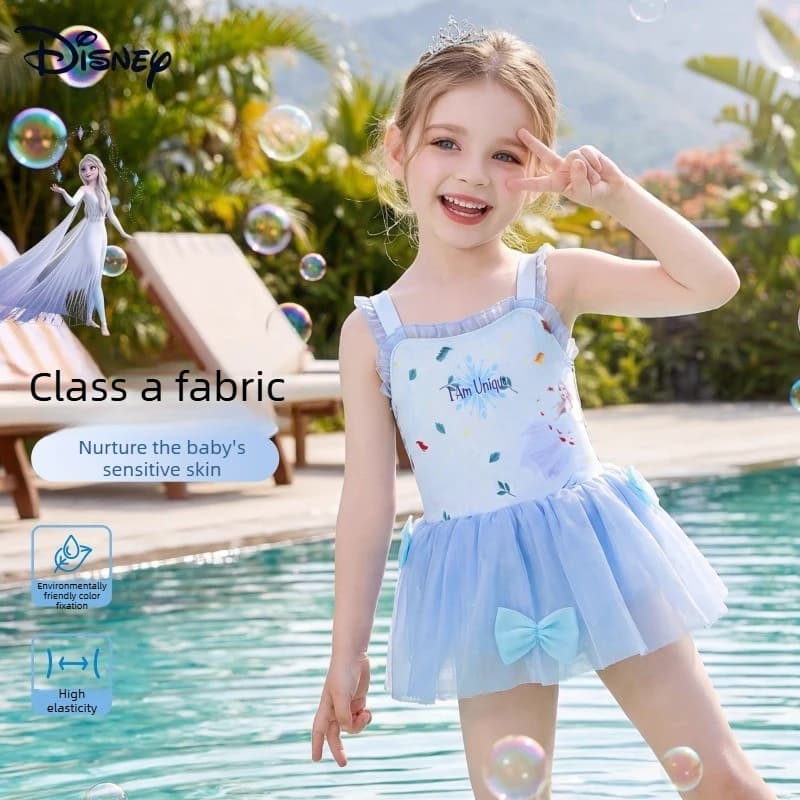 Disney's whole newborn swimsuit, cute Elsa princess skirt, children's swimsuit suitable for hot spring