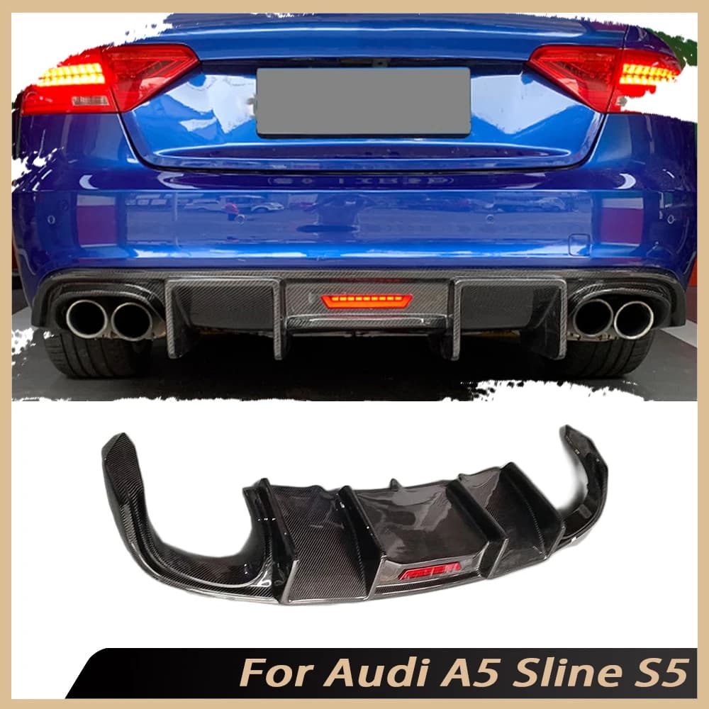 Rear bumper diffuser lip style K carbon fiber for Audi A5 Sline S5 2013-2016 Car body kit Accessories diffuser lip bumper