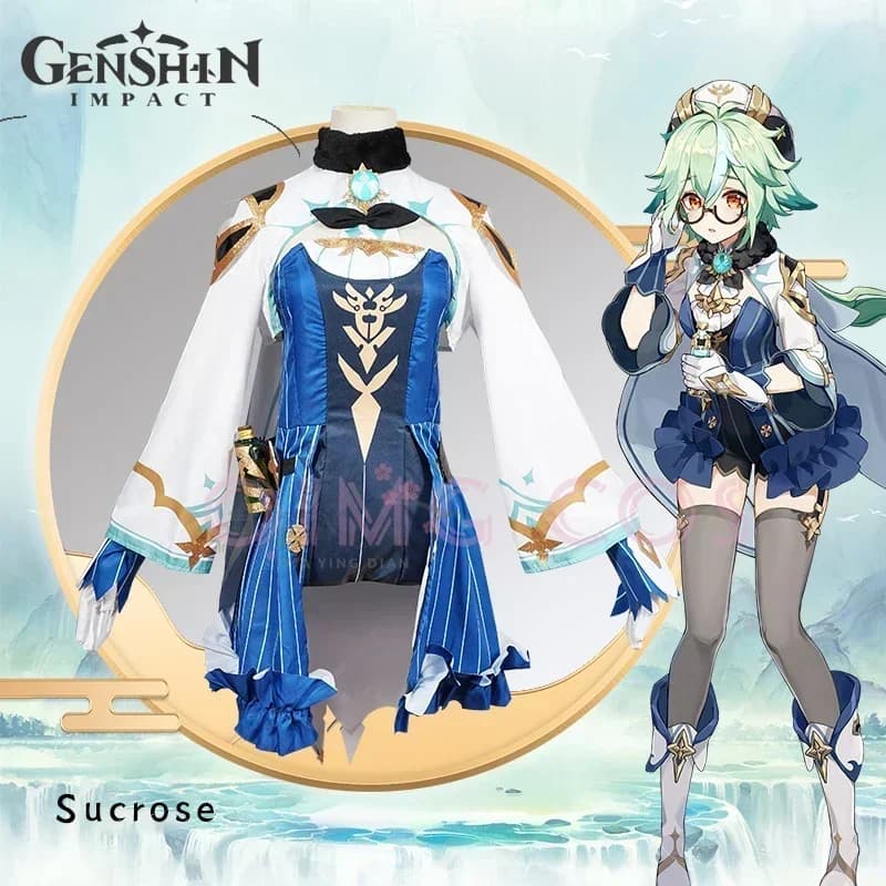 Genshin Impact Sucrose Cosplay Costume for Adults, Carnival Uniforms, Halloween Party, Mask, Woman Costumes for Anime Games
