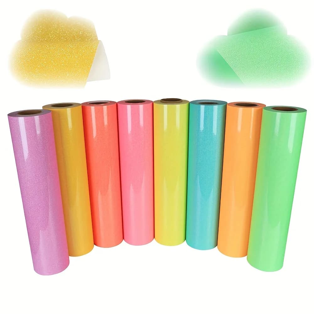 12" x 6ft Glow in The Dark Glitter HTV Vinyl, guangyintong Heat Transfer Vinyl for T Shirt, Iron On Vinyl For All Cutter Machine