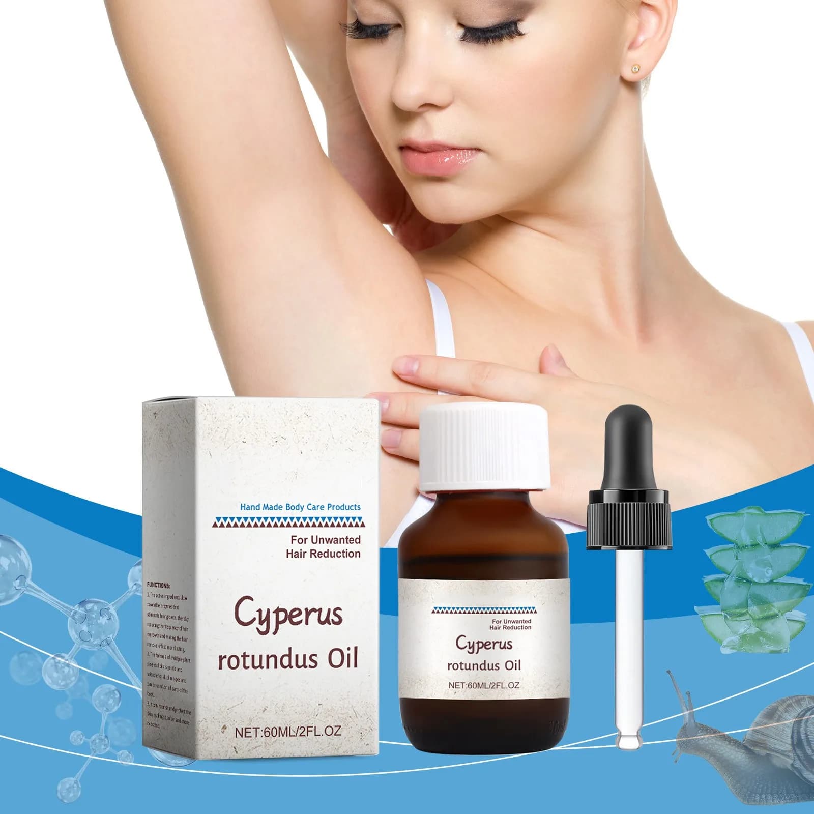 Cyperus Rotundus depilazione olio per la cura Cyperus Rotundus olio vegetale corpo idratante nutriente depilazione olio per la cura 60ml