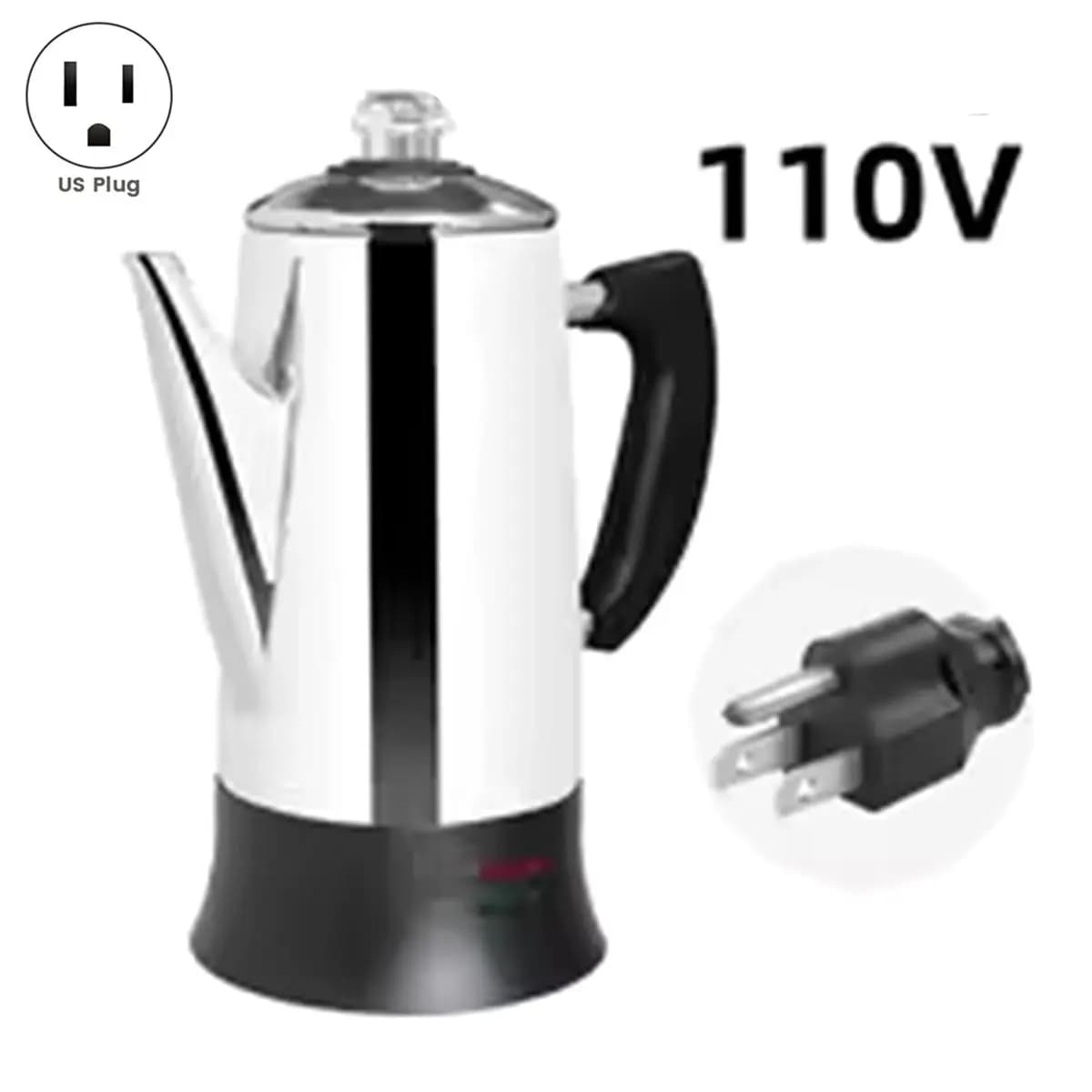 New 2026 Stainless Steel Electric Coffee Maker for Espresso, 12 Cup Percolator for Home, 110v Spina USA