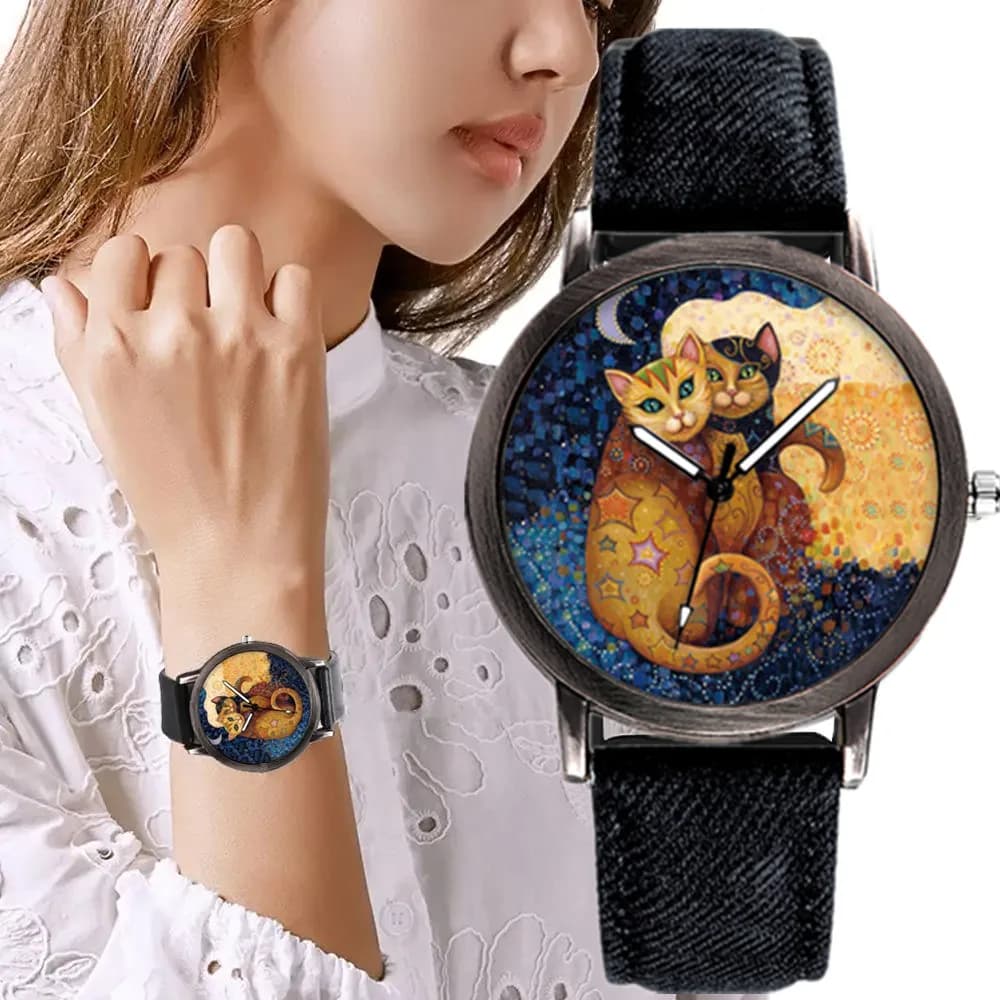 Women's Wrist Watch With New Fashion Lovely Cat Dial, casual, for girls, students, leather quartz watch, luxury women's watch, women's gift