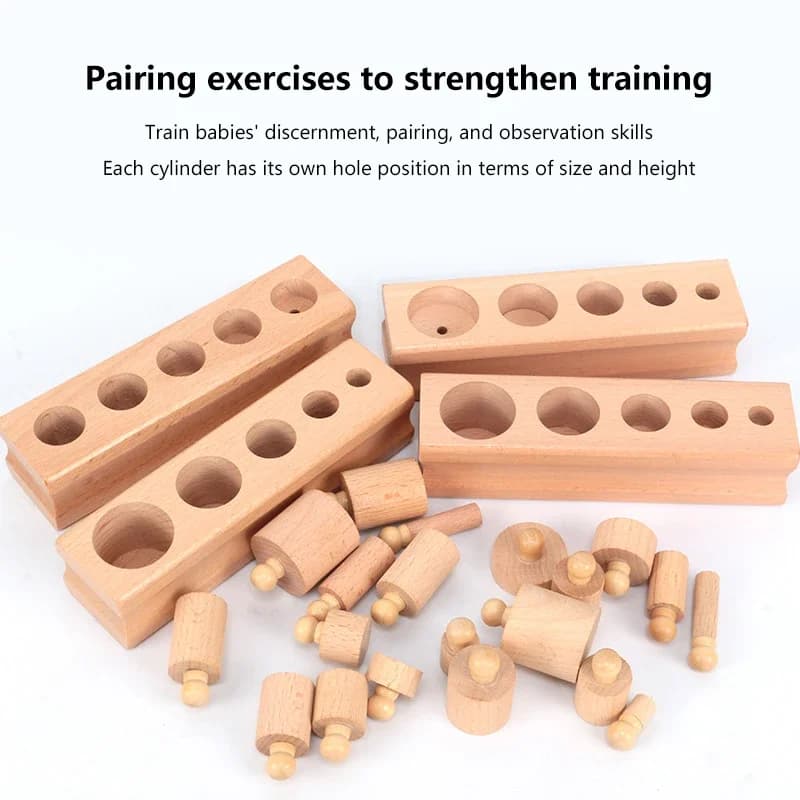 Giocattolo Montessori con puzzle a cilindro, per lo sviluppo e la pratica dei sensori dei bambini, giocattoli educativi in legno per l'infanzia.