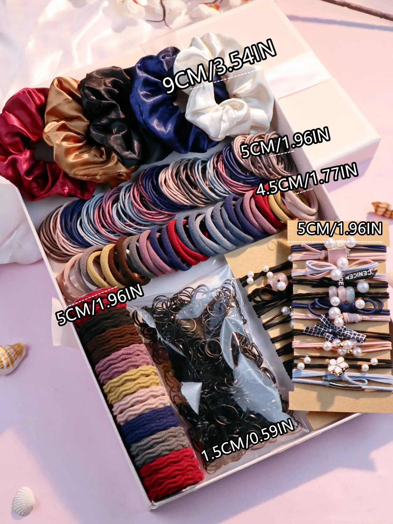 1085PCS Accessori per capelli scuri per donna Set Supporti per coda di cavallo senza soluzione di continuità Varietà Scrunchies per capelli Fasce per capelli Scrunchy Elastici per capelli