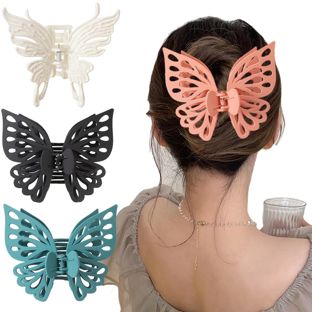 FORWOT Women Extra Large Hair Claw Clips Hollow Butterfly Hairpin Hair Clip acrilico Bath Barrettes per ragazze accessori per capelli