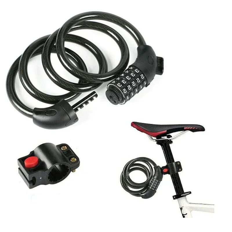 Lucchetto per bici Combinazione di codici a 5 cifre Lucchetto di sicurezza per bicicletta Cavo in acciaio Spirale Bici Ciclismo Lucchetto per bicicletta Lucchetto a catena da 120 cm 12 mm