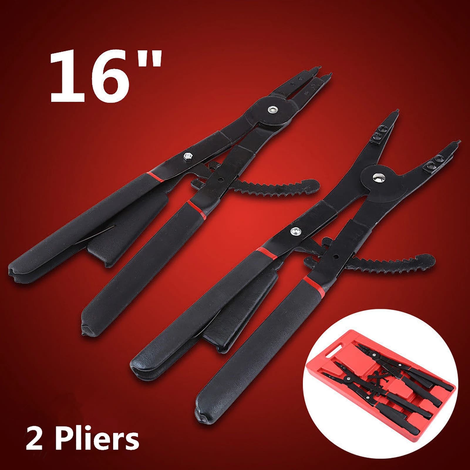 Circlip Pliers Tool 16" Circlip Snap Pliers Tool Set Retaining With Replacement Tips Snap Pliers Tool