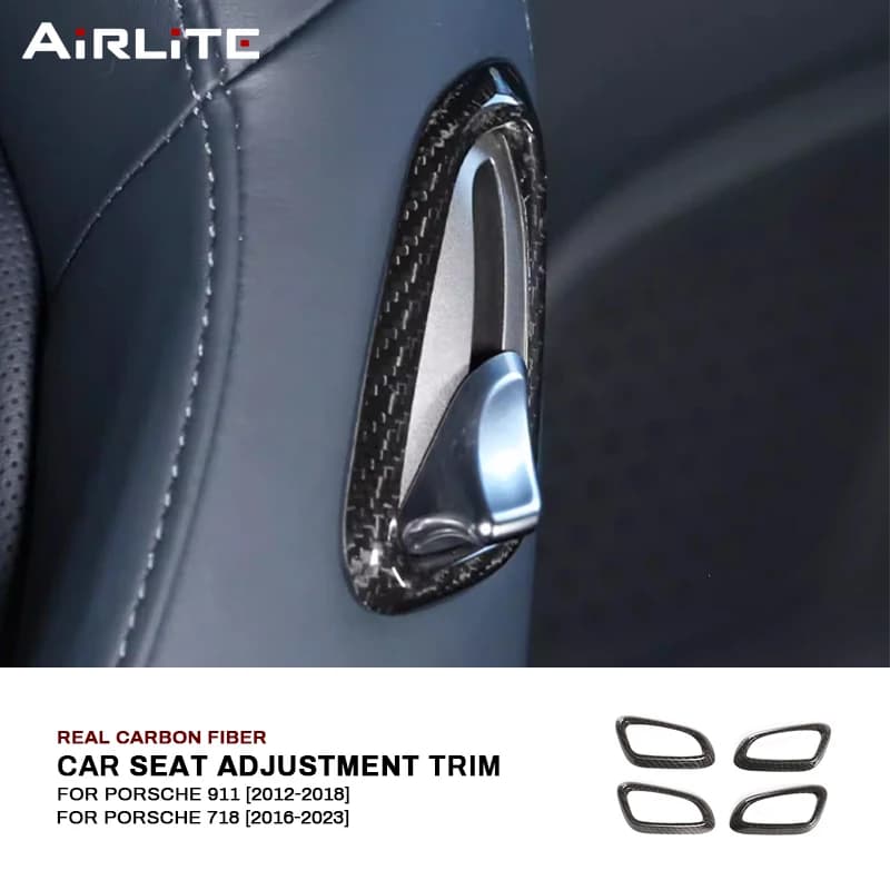 For Porsche 911 2012-2018 718 2016-2023, Decorative Cover in Vera Carbon Fiber for Auto Seat Adjustment Handle