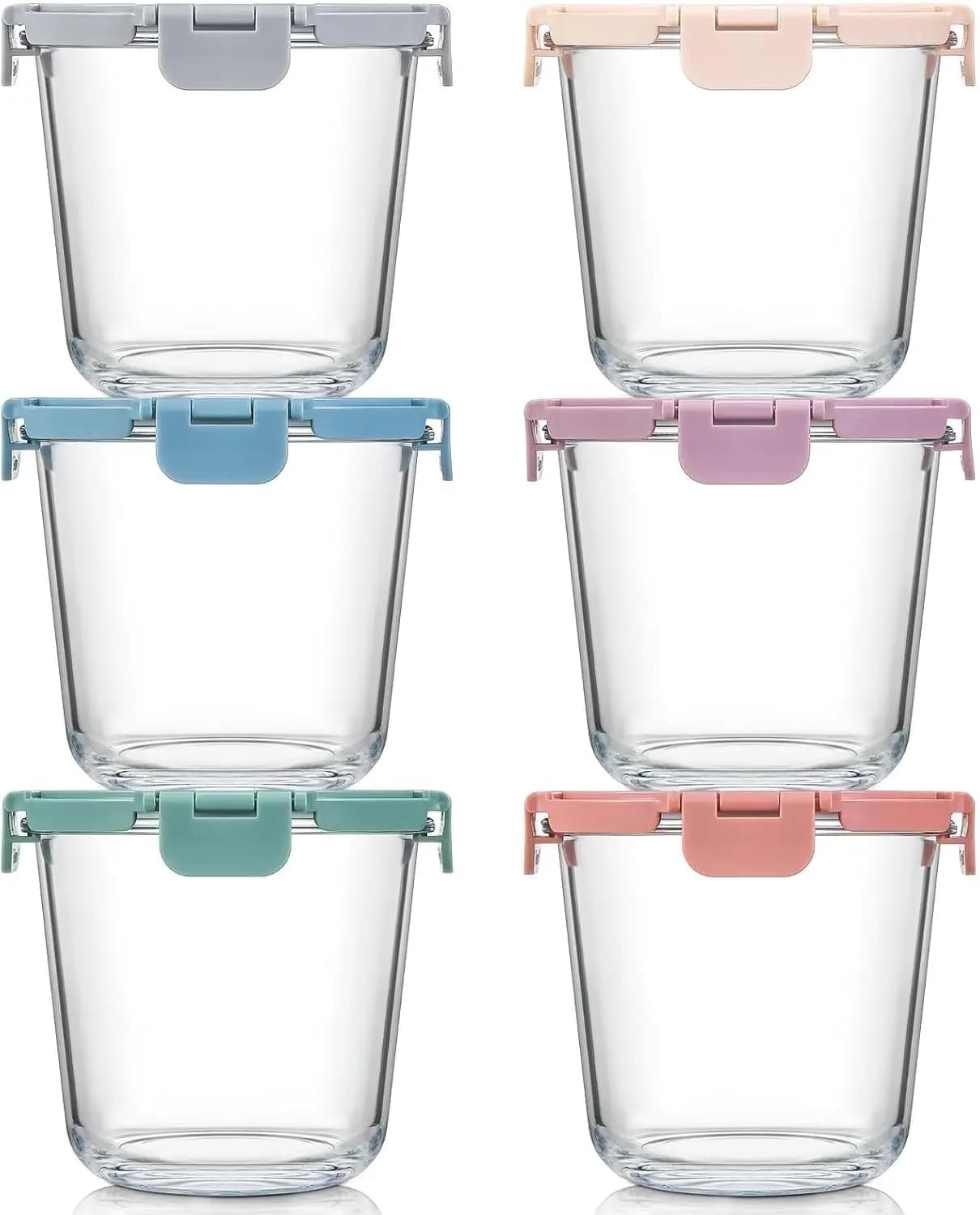 [COFANETTO AGGIORNATO] 6 Set di Contenitori in Vetro Borosilicato da 3 Tazze/24oz con Coperchi, Ciotole per Conservazione Alimenti per Zuppe e Avanzi