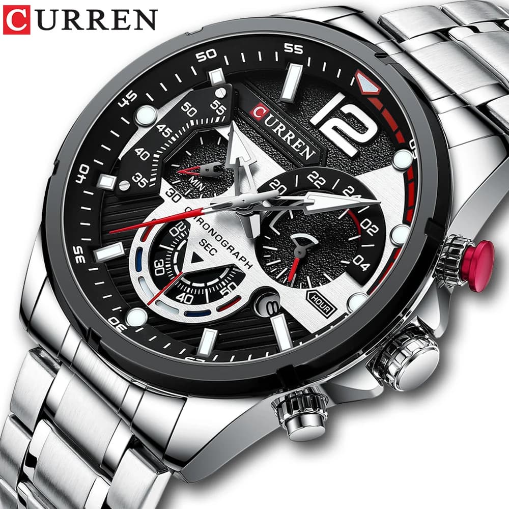 CURREN Casual Working Chronograph Stainless Steel Waterproof Men's Watch New Luxury Fashion Men's Quartz Wrist Watch часы муже
