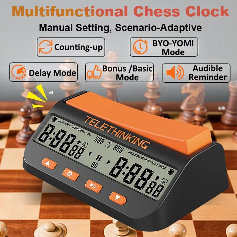 GC01 Digital Chess Clock Professional Chess Timekeeper Multipurpose Portable Count Up/Down Precision Game Timer with Five Modes
