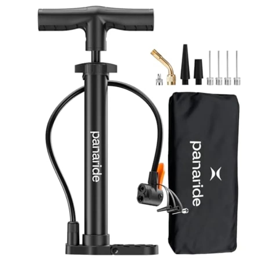 Bike Pump Floor, Advanced Bike Tire Inflator, Bicycle Hand Air Pump with Dual Presta and Schrader Valves, Handheld Pump, Suitab