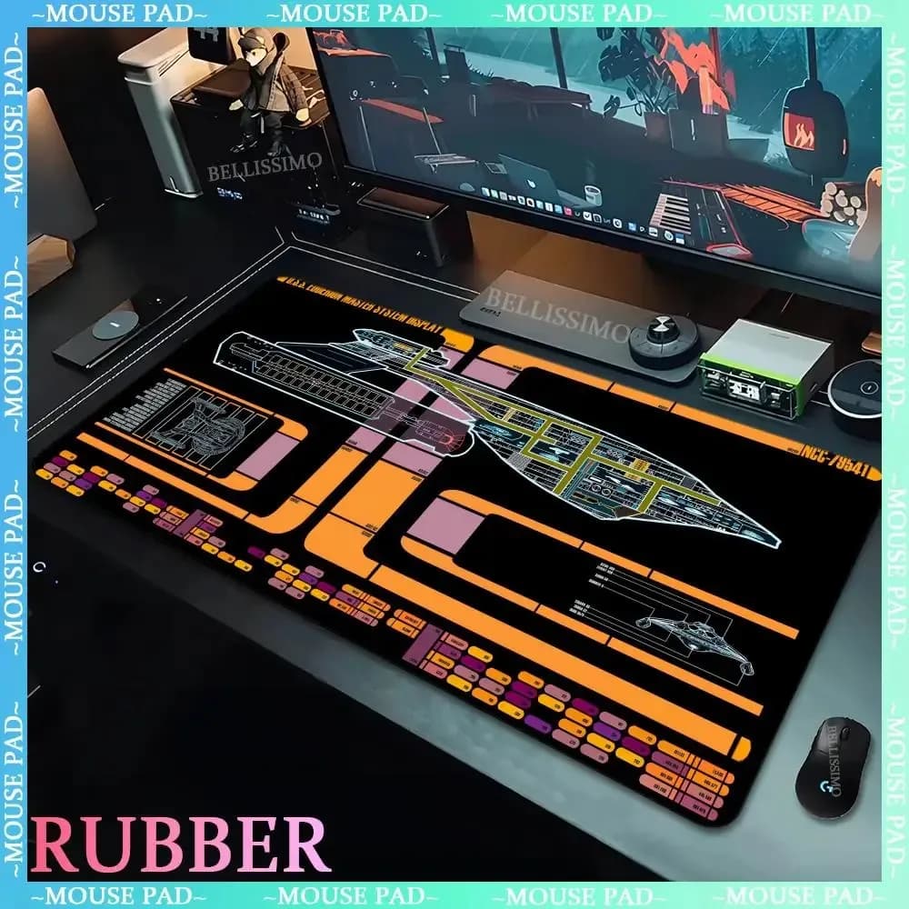 Tappetino da gioco antiscivolo in gomma di grandi dimensioni, lettore di giochi per computer, star trek, tappetino per mouse XXL, tastiera per cartoni animati, tappetino per mouse, tappetini da scrivania per computer desktop