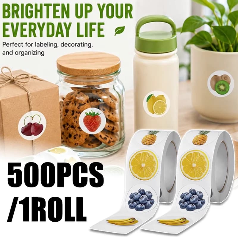 Fruit Stickers Laptop Notebook Decoration Sticker Roll DIY Cute Pattern Tape for Planner Journal Photo Album Gift Wrapping